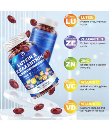 Lutein and Zeaxanthin Supplement-Eye Vitamins, 40mg Lutein & 8mg Zeaxanthin with Vitamins C, E, Zinc, Omega-3 & CoQ10 for Blue Light Protection, Eye Health Support - 150 Softgels 150 Count (Pack of 1) - Buy Online on GoSupps.com