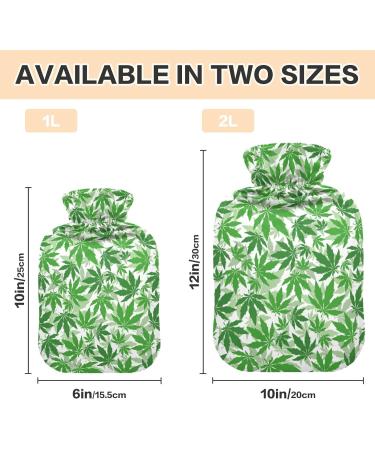Hot Water Bottle 2L with Leaves Green Cover | Pain Relief & Winter Hand/Feet Warmer - International Shipping - Buy Online on GoSupps.com