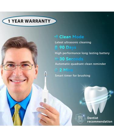 LONGFIT Basic Electric Toothbrush for Adults | 37000VPM Ultrasonic Clean & Massage | 5 Replacement Heads | White - Buy Online on GoSupps.com