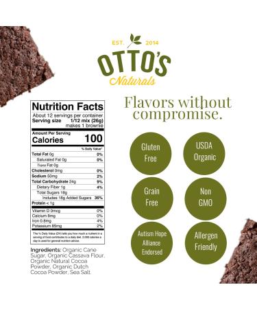 Otto's Naturals Classic Brownie Mix - Organic, Gluten-Free, Nut-Free, Non-GMO - 11.1oz Bag - Buy Online on GoSupps.com