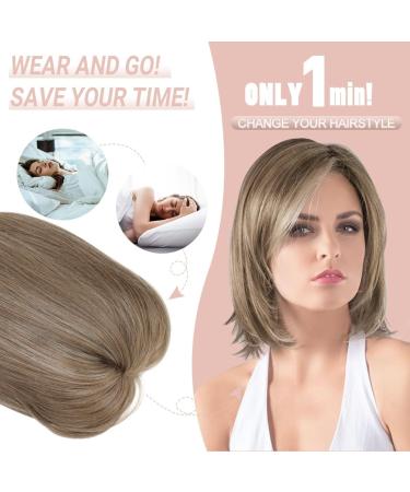 Short Bob Hair Topper for Women | Ash Light Brown with Highlights | Hair Volume Enhancement | 12 Inch Clip-in Wiglet | Fiber Hairpiece for Thinning Hair - Buy Online on GoSupps.com