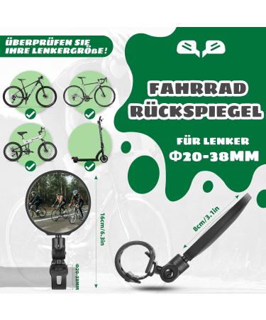 Cyclespeed 360 Rotatable Foldable Bike Mirrors - Premium Rear View Mirrors for E-Bike & MTB (2 Pieces) - Handlebar Fit 20-38mm - Buy Online on GoSupps.com