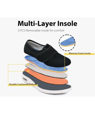 ERLESEN Diabetic Shoes: Adjustable Elderly Footwear for Swollen Feet | Men's & Women's Extra Wide Velcro Shoes for Pain Relief | 8 X-Wide Black - Buy Online on GoSupps.com