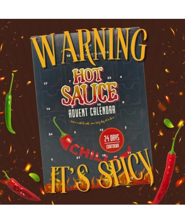 Chilli Advent Calendar 2023-24 Days of Hot Chilli Sauce Advent Calendar with 20 Fiery Flavours - Christmas Hot Sauce Gift Set for Chilli and Spicy Foods Lovers (Black (Sachet)) - Buy Online on GoSupps.com
