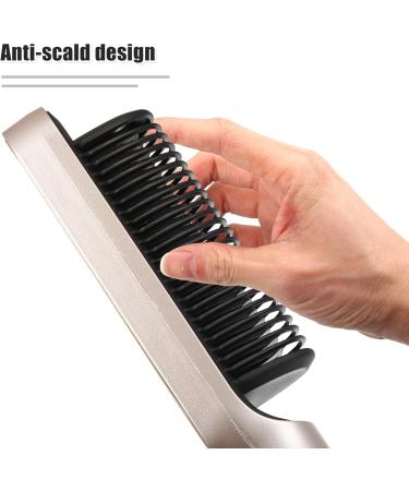 VOCOSTE Hair Straightener Brush - Fast Heating Anti-Scald Ceramic Hair Comb with 4 Temperature Settings | Ideal for Home & Travel | Champagne Color - Buy Online on GoSupps.com