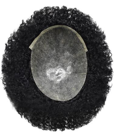 SINGA HAIR Afro Toupee for Black Men Curly Weave Brazilian Hair System All Pu Injection Hair Unit for Black Men (1B# Natural Black 6MM Afro) - Buy Online on GoSupps.com