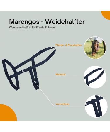Marengos Weide Halver | Halter for Horses & Ponies | Soft Belt Band with Velcro | Ideal for Pasture Use | Night Blue Thoroughbred Sizes - Shop Now! - Buy Online on GoSupps.com