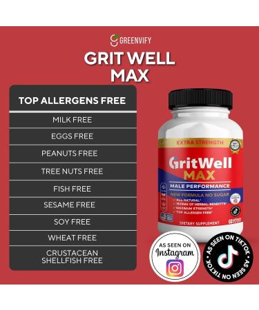 GritWell MAX Extra Strength Supplement Organic Maca Root Complex 60 Capsules Vegan Non-GMO Sugar Free All Natural (2) - Buy Online on GoSupps.com