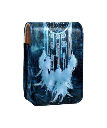 Travel Lipstick Organizer Case Lipstick Case Portable Makeup Bag With Mirror Forest White Feather Dream Catcher H800p6nvks