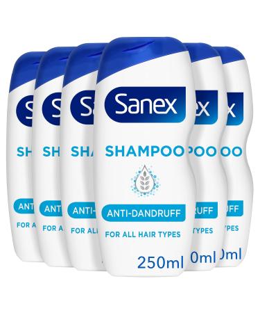 Sanex Nourishing & Gentle Anti-Dandruff Shampoo 250 ml - Pack of 6 - Antibacterial Agent, Dermotologically Tested, Restores the Scalp (6 x 250 ml)