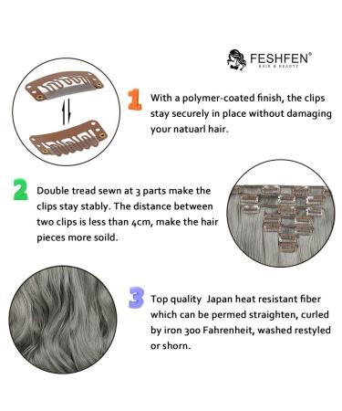 Feshfen Clip In Extensions Set - 7 Part 16 Clips Wavy Hair Extensions for Women - Light Blonde & Bleach Blonde - 50cm (18H613#) Synthetic Hair - Buy Online on GoSupps.com