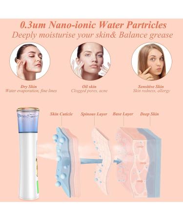 Nano Facial Mister with Skin Analyzer - Portable USB Rechargeable Sprayer for Face Moisturizing & Skin Care | Double Nozzle Cool Mist for Eyelash Extensions - Buy Online on GoSupps.com