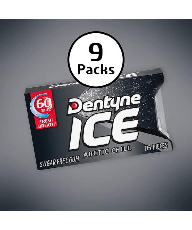 Dentyne Ice Arctic Chill Sugar Free Gum - 144 Total Pieces (16 Count, Pack of 9) - Buy Online on GoSupps.com