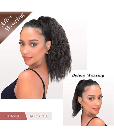 Meiriyfa Short Black Ponytail Extension - Curved Clip-In Heat-Resistant 40cm for Daily Use - Artificial Hair - Buy Online on GoSupps.com
