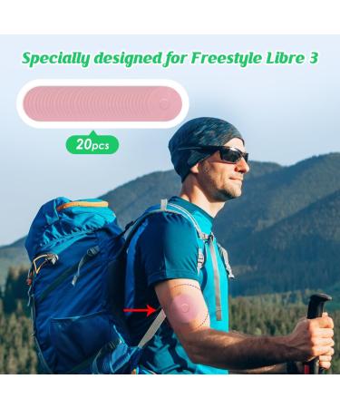 YOUSHARES 20PCS Libre 3 Adhesive Patches - Waterproof CGM Stickers for Long-Lasting Protection (Pink) - Easy to Use Pre-Cut Tape for Libre 3 Monitoring - Buy Online on GoSupps.com