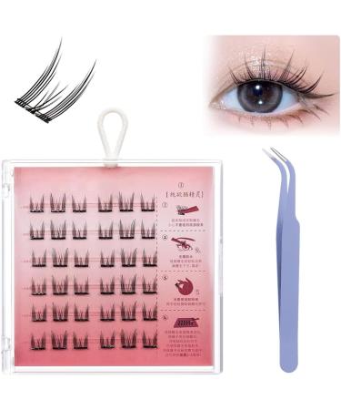 Fish Tails Glueless Press-On Eyelashes DIY Eyelash Extensions Fish Tail Eyelashes Natural Fluffy Self Adhesive Eyelashes With Lash Tweezers 05