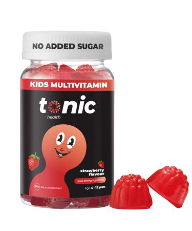 Tonic Health Kids Vitamins Gummies - 14 in 1 Kids Multivitamin with Vitamins A C D E and Zinc Strawberry Flavour Month Supply (60 Count) Ages 4-12 No Added Sugar No Sweeteners Vegan - Buy Online on GoSupps.com