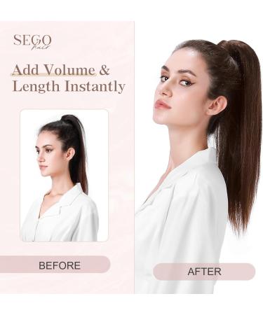 SEGOHAIR Wrap Around Ponytail Human Hair Clip in Ponytail Hair Extensions 14 inch Long Straight One Piece Clip in Hairpieces Human Hair Extensions-Off-Black Hair Extensions 14inch 1B - Buy Online on GoSupps.com