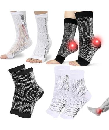 4 Pair of Neuropathy Socks for Women Men Breathable Ankle Compression Socks for Neuropathy Plantar Fasciitis Socks Ankle Brace for Foot Pain Relief(L/XL)