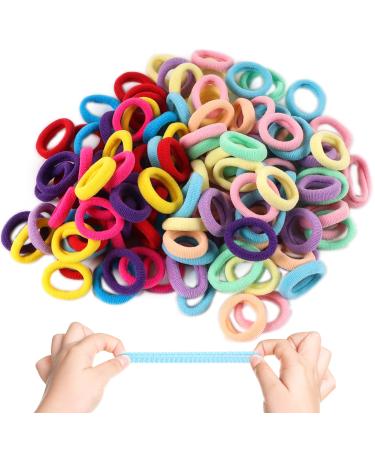 Fishdown 400 Pcs Cotton Hair Ties for Toddlers Girls Seamless Elastic Hair Bands Ponytail Holders for Kids Infants Toddlers Small NO Damage Hair Ties for Baby DIY Loom Hair Ties Candy Color Baby Hair Ties(Assorted Colors ) type-2