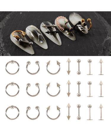 3D Metal Punk Nail Charms - Tungsten Carbide Cross Spike Nose & Lip Rings | Y2K Gothic Nail Decorations & Face Makeup - Buy Online on GoSupps.com