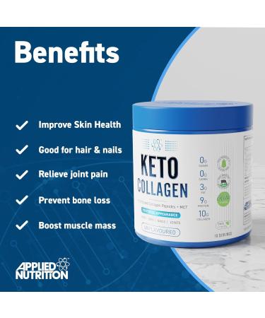 Applied Nutrition Keto Collagen Protein Powder with MCT - 10 Servings, Zero Sugar & Carbs, Healthy Skin, Hair & Nails - Unflavoured - Buy Online on GoSupps.com