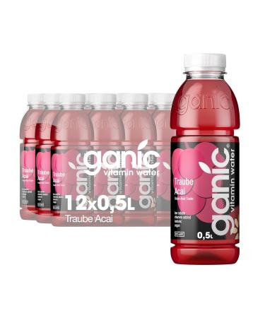 ganic Grape Acai - flavored water vitamin water - magnesium vitamin B6 and B12 - low calorie vegan (12 x 500 ml)