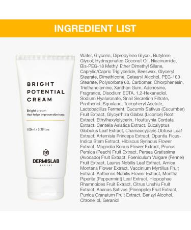 DermisLab Bright Potential Cream Lightweight Brightening Moisturizer for Radiant, Even-Toned Skin | Hydrating Daily Face Cream 100 ml / 3.38 oz - Buy Online on GoSupps.com