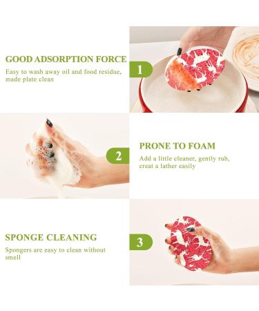 3-Pack Cleaning Kitchen Sponges Oval Reindeer Red Kitchen Cellulose Dishwashing Wood Pulp Cotton - Buy Online on GoSupps.com