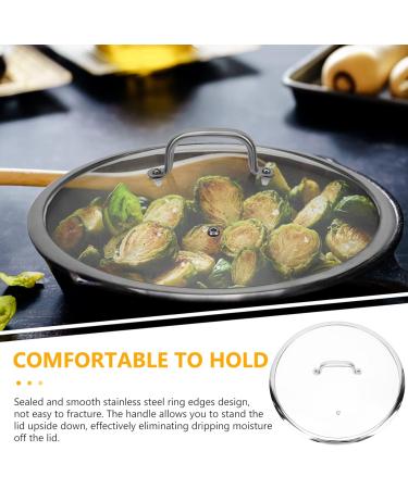 Anti Spill Lid Cover Reusable Food Save Cover glass lid for frying pan: pot lids fry pan skillet pan lid with handle universal pot lid 34cm pan lids Cooking Pot Covers Saucepans Covers Frying pan Silver - Buy Online on GoSupps.com