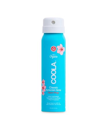 COOLA Organic Sunscreen & Sunblock Spray, Skin Care for Daily Protection, Broad Spectrum SPF 50, Guava Mango, Travel Size, 2 Fl Oz 2 Fl Oz (Pack of 1)