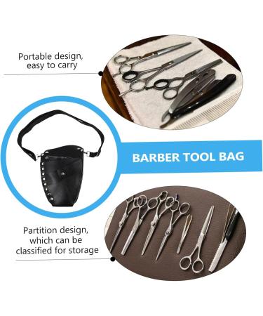 Frcolor Leather Hairdressing Belt Bag | Stylish Cross-Body Tool Waist Bag | Black Haircut & Makeup Pockets (20.5x14cm) - Buy Online on GoSupps.com