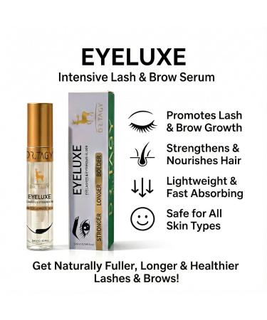 Eyeluxe Intensive Lash & Brow Growth Serum Nourishes Strengthens & Promotes Fuller Longer Hair Fast-Absorbing Non-Greasy & Safe for All Skin Types 5ml (Pack of 1) 1 Fl Oz (Pack of 1) - Buy Online on GoSupps.com