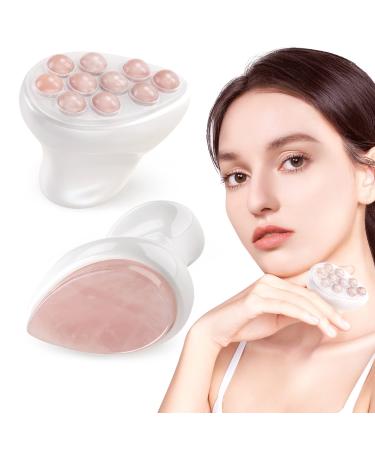 BEAUTYFACTOR Jade Roller & Gua Sha Set Face Roller and Gua Sha Facial Tools for Face  Eye  Neck  Body Puffiness Relief Tighten Skin Reduces Wrinkles & Eye Puffiness Pink