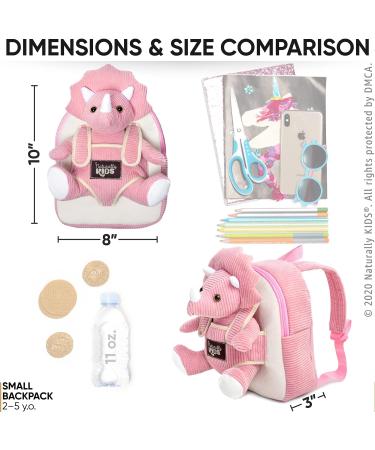 Naturally KIDS Small Dinosaur Backpack - Pink Triceratops Toy for Kids 3-5 - Buy Online on GoSupps.com