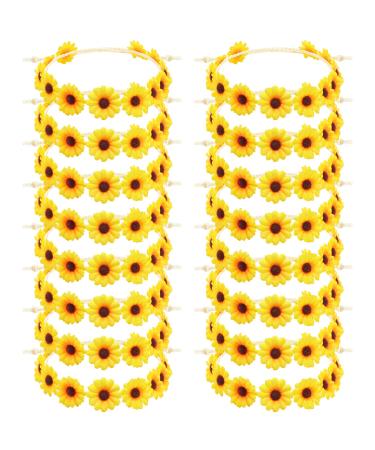 16 Pieces Sunflower Headbands for Women Yellow Daisy Headbands Flower Crowns Hippie Hair Accessories Sunflower Crowns Party Favor for Wedding Bridal Shower Festivals Photo Props Women Girls Baby