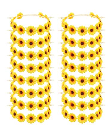 16 Pieces Sunflower Headbands for Women Yellow Daisy Headbands Flower Crowns Hippie Hair Accessories Sunflower Crowns Party Favor for Wedding Bridal Shower Festivals Photo Props Women Girls Baby