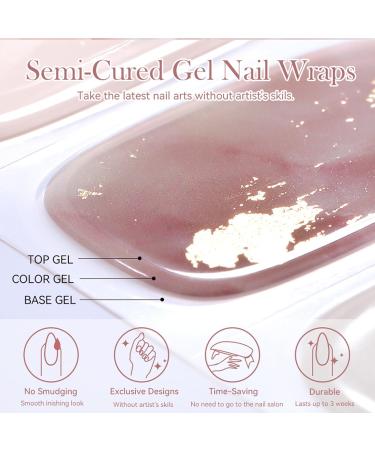 Semi Cured Nail Wraps - 20 Soft Gel Nail Stickers for Long Lasting French Tip Manicure | UV/LED Lamp Required - Buy Online on GoSupps.com