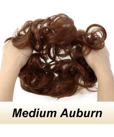 JJstar 2PCS Medium Auburn Messy Bun Hair Pieces - Curly Fake Donut Updo Scrunchies for Women & Girls - High Heat Resistant Synthetic Fiber - Buy Online on GoSupps.com