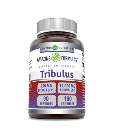 Amazing Formulas Tribulus 750 Mg Extract 20:1Supplement | 15000 Mg Equivalent | 180 Capsules | Non-GMO | Gluten-Free | Made in USA