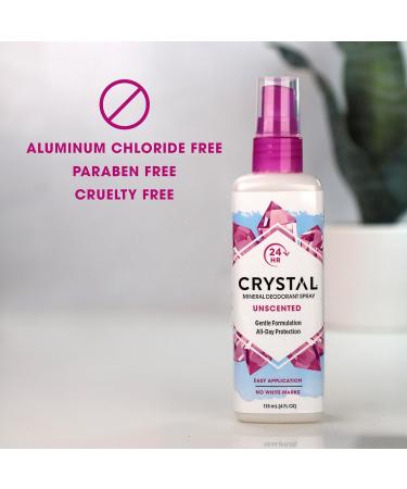 Crystalâ„¢ Mineral Deodorant Spray Unscented - 24-Hour Odor Protection, Aluminum & Paraben Free (2-Pack, 4 Fl Oz) - Buy Online on GoSupps.com