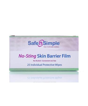 Safe n' Simple No Sting Skin Prep Wipes - 25 Individual Ostomy Barrier Film Wipes - Skin Prep Protective Wipes - Bandage Medical for Skin