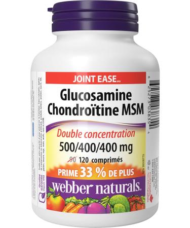 Webber Naturals Glucosamine Chondroitin MSM Double Strength 120 Tablets Helps Relieve Joint Pain Associated with Osteoarthritis - Buy Online on GoSupps.com