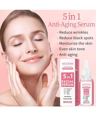 5-in-1 Vitamin C Face Serum for Women | Hyaluronic Acid Vitamin E & Collagen | Dark Spot & Anti-Wrinkle Moisturizer | 30ml - Buy Online on GoSupps.com