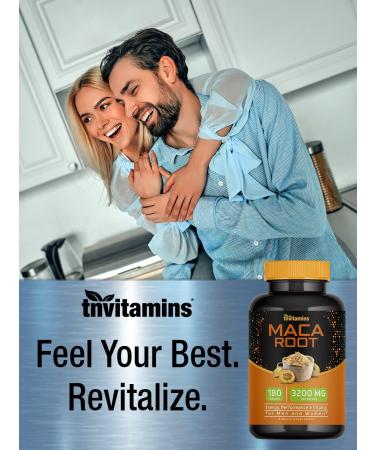 TnVitamins Maca Root Capsules 3200mg - 180 Capsules | Peruvian Maca Extract for Women & Men | High Potency Maca Pills - Non-GMO - Buy Online on GoSupps.com