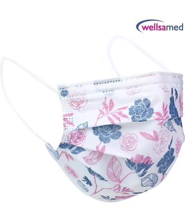 Buy Wellsamed Wellsamask 50 Pack Medical Face Masks Type IIR - Floral Design | International Shipping Available - Buy Online on GoSupps.com