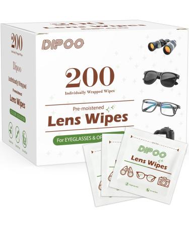 200 Count Lens Wipes for Eyeglasses Eye Glasses Cleaner Wipes Pre-moistened Individually Wrapped Sracth-Free Streak-Free Eyeglasses Lens Cleaning Wipes for Sunglass Camera Lens Goggles