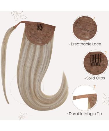Hetto Braid Extensions | Real Hair Blond Ponytail Extensions #18/613 Ash Blonde | Highlighted 30g 35cm - Buy Online on GoSupps.com