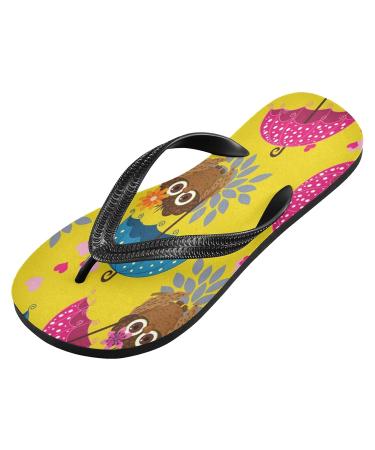 Buy Mnsruu Yellow Owl Umbrella Flip Flops & Sandals - XXL Multicolored Slippers for Home Spa Travel | Men & Women - Buy Online on GoSupps.com