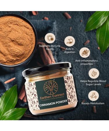 Earthen Connect Premium Grade Cinnamon Powder 150g Richly Aromatic & Finely Ground Traceable Unprocessed & Dalchini No Additives Glass Bottle - Buy Online on GoSupps.com